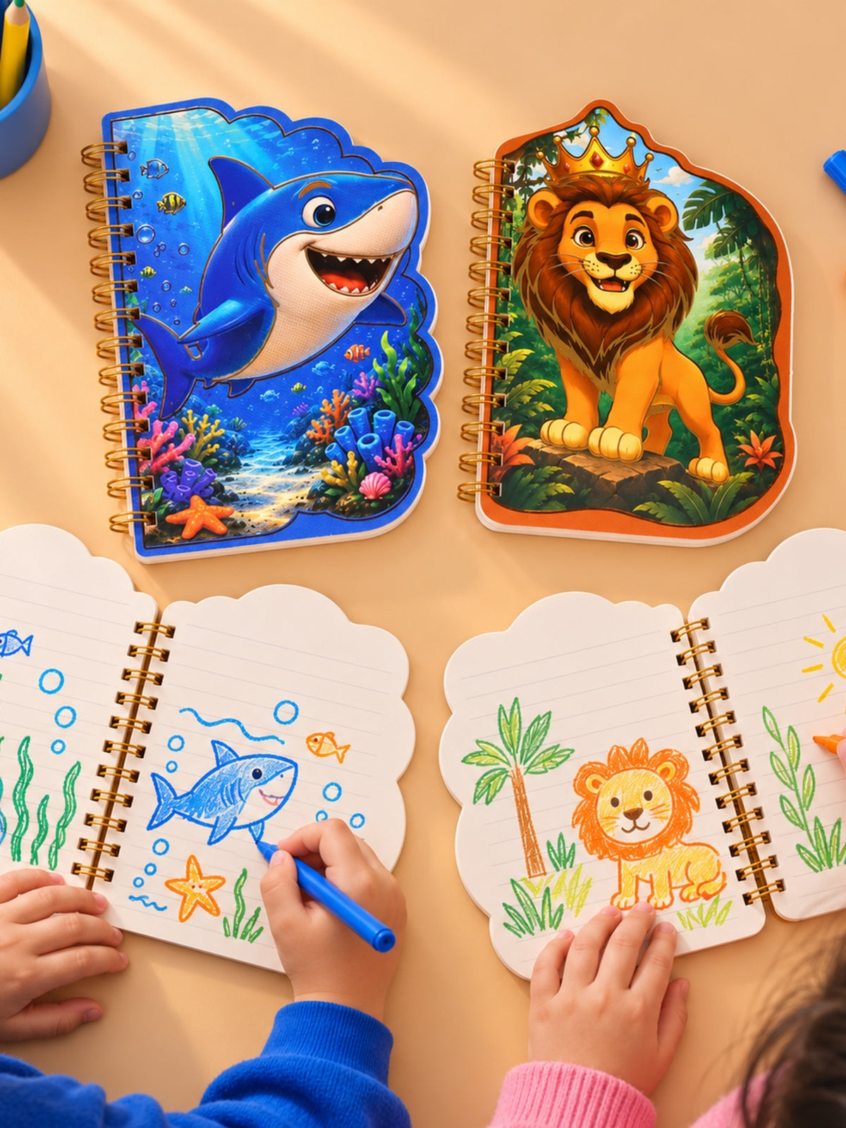 Jungle Safari notebook with golden Wire-O binding