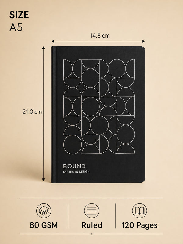 Black Poppy Notebook | A5 | Ruled | 120 Pages | 80 GSM Paper