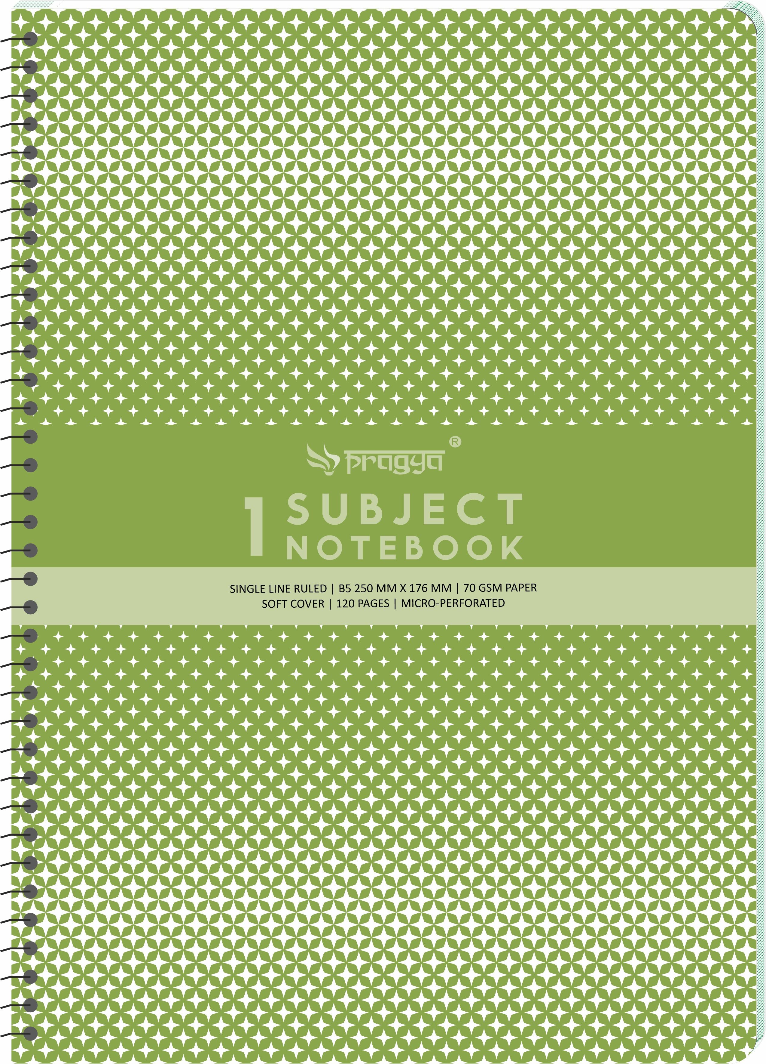 Pragya Spiral Soft Cover Notebook– 1 Subject | Single Ruled Pages | B5 Size (17.6x25 cm) | Lightweight & Durable Notebooks for School, Office & Daily Notes (Pack of 6)