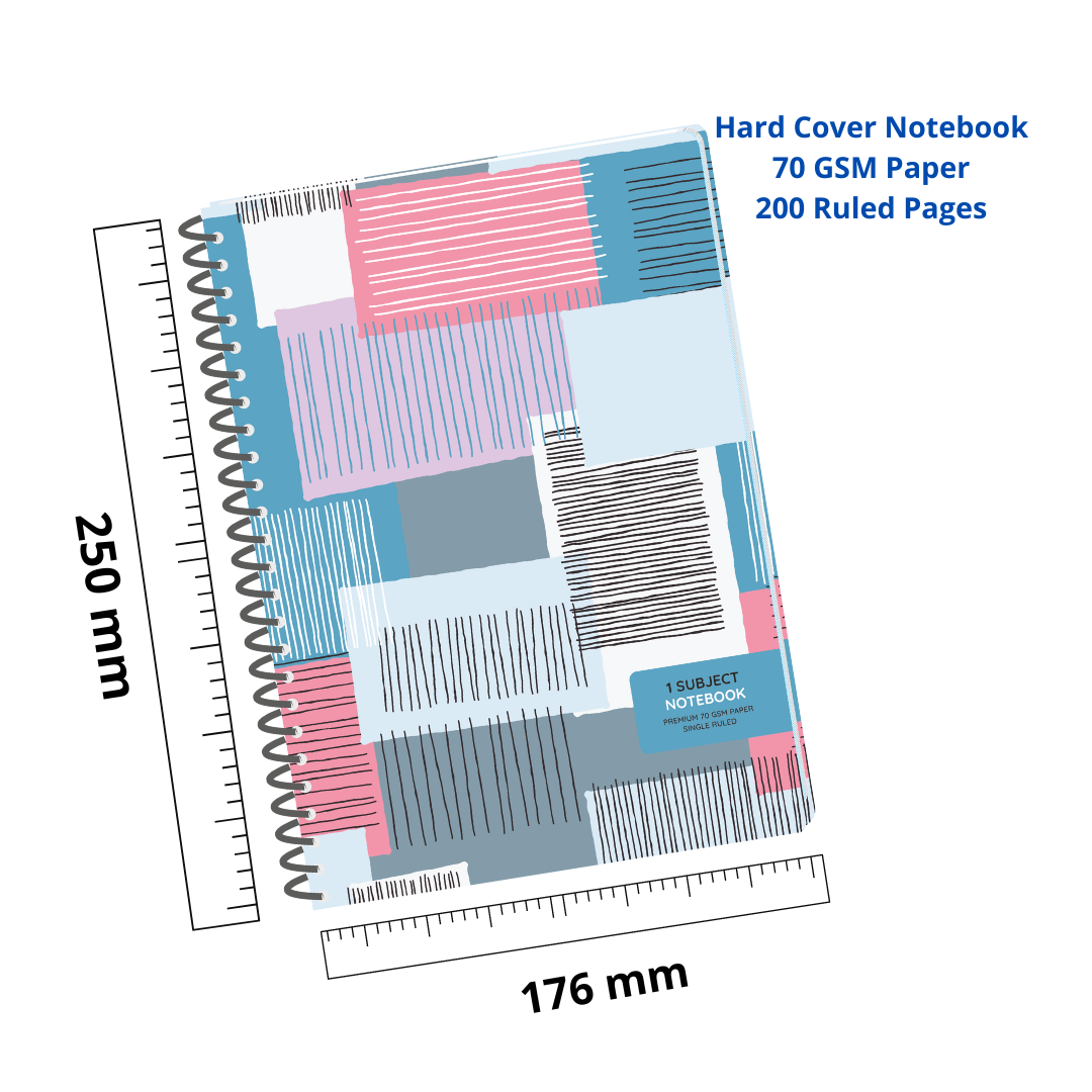 Pragya 1-Subject B5 Notebook (200 Pages, Ruled) Hard Case Cover  |  Pack of 2