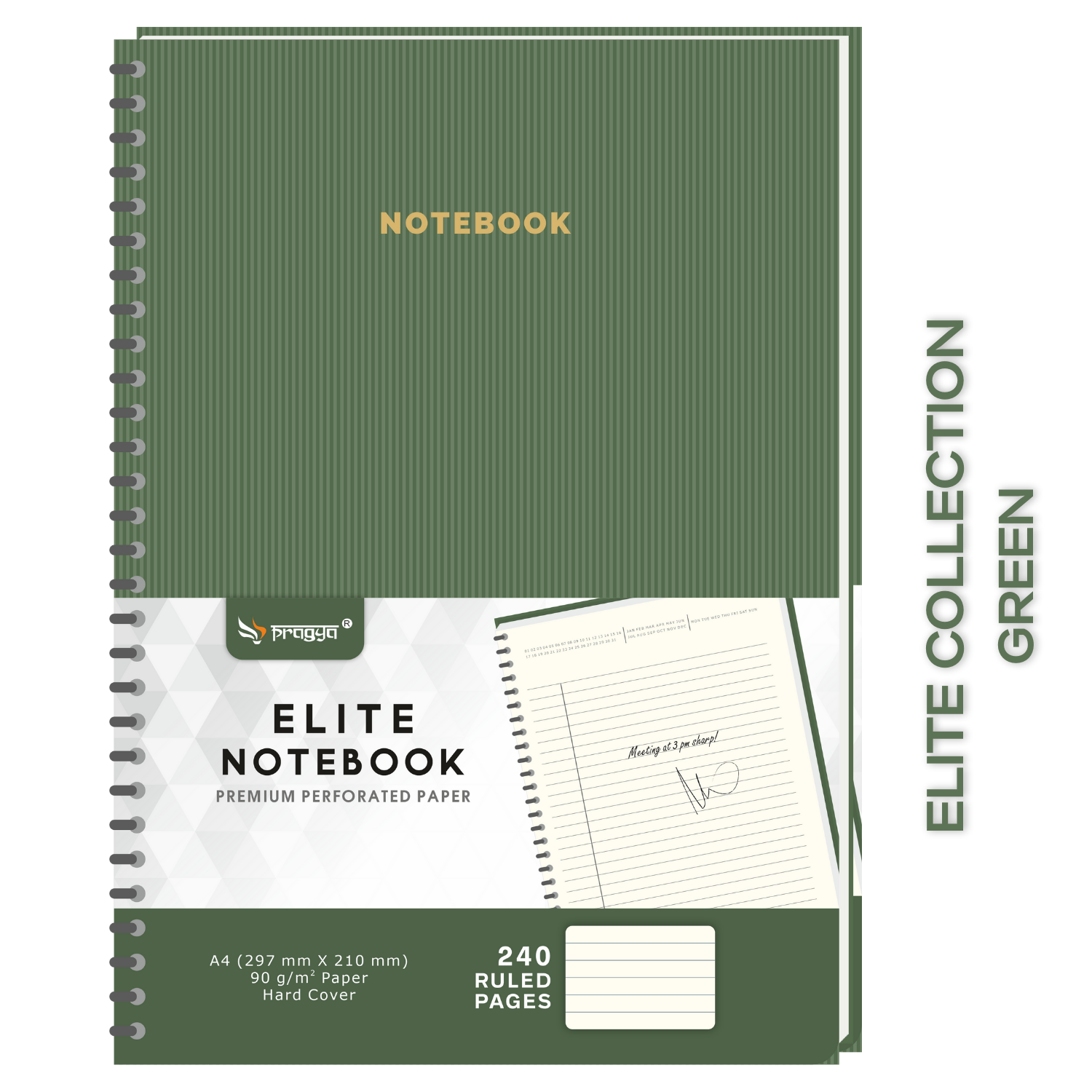 Pragya Elite Collection | Journal Notebook | A4 (21x29.7 CM) 240 Single Ruled Pages | 90 GSM | Hard Cover with Wire Binding | Executive Notebook of Personal and Office Notes