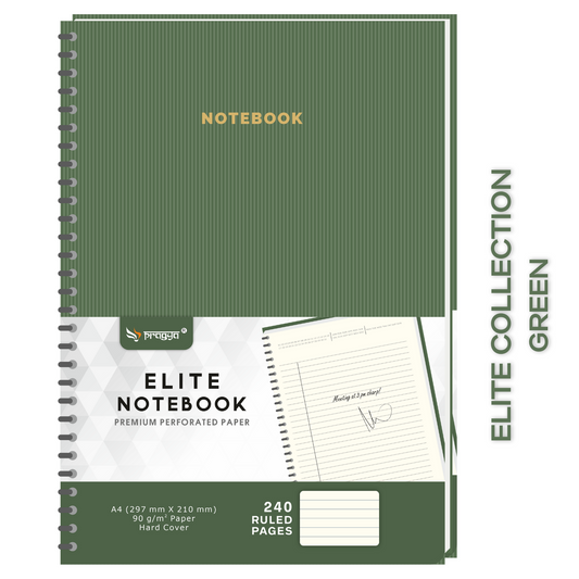 Pragya Elite Collection | Journal Notebook | A4 (21x29.7 CM) 240 Single Ruled Pages | 90 GSM | Hard Cover with Wire Binding | Executive Notebook of Personal and Office Notes