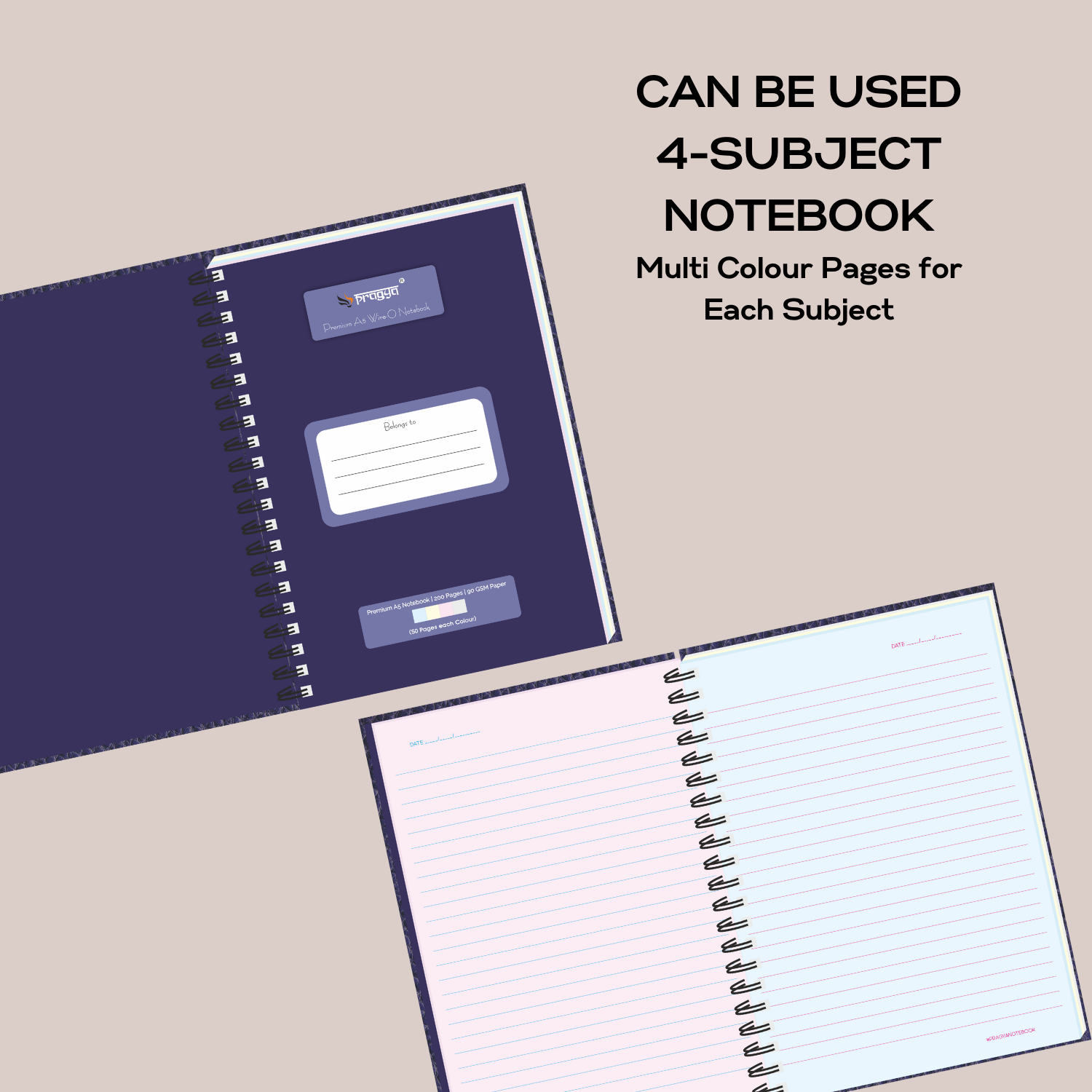 Pragya A5 Notebook (200 Pages, Ruled) Elite Collection Wire Bound  |  Pack of 2