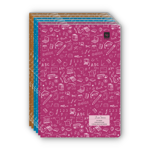 Pragya A4 Notebook (172 Pages, Plain) Thread Sewn Luxe Series | Pack of 6