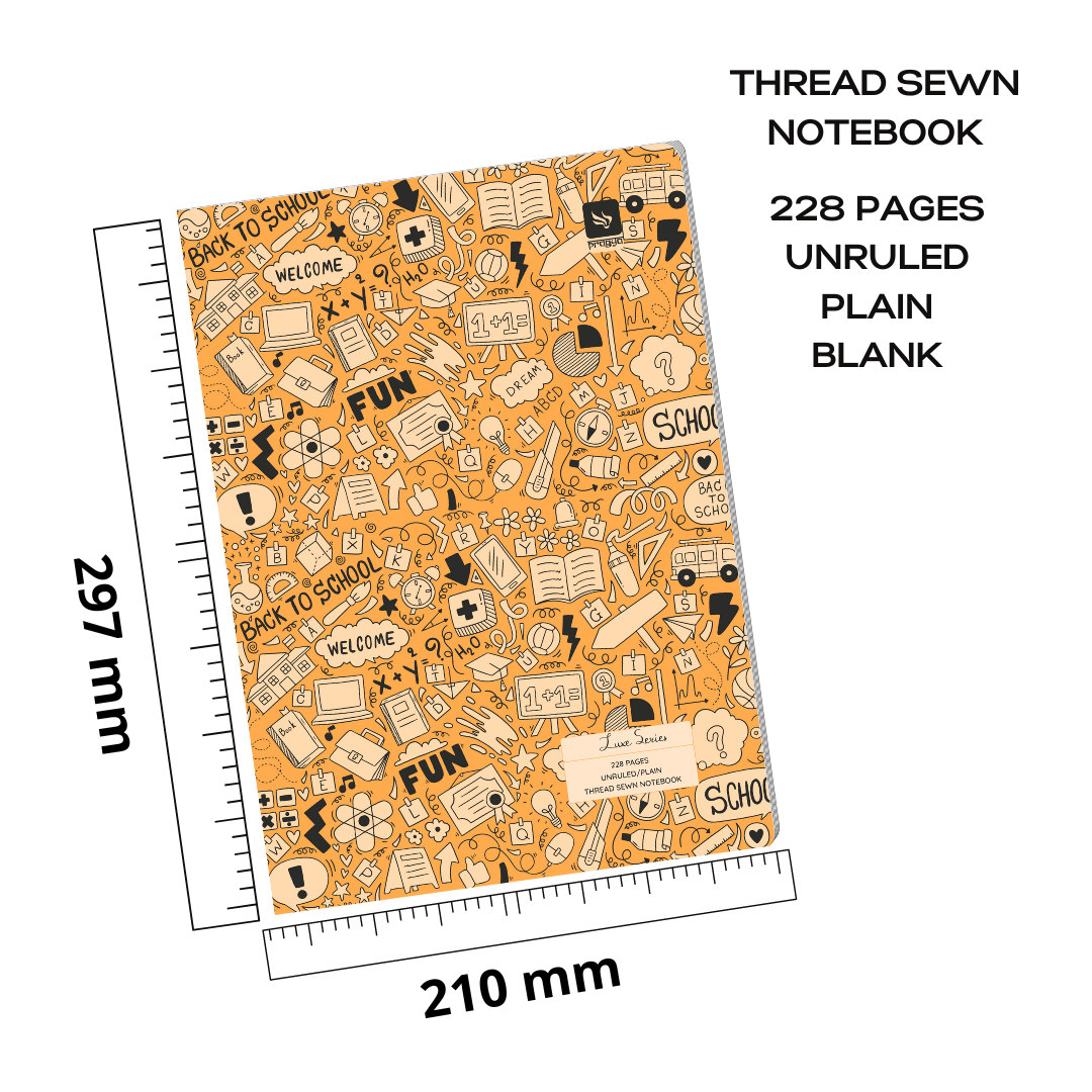 Pragya A4 Notebook (228 Pages, Plain) Luxe Series - Thread Sewn | Pack