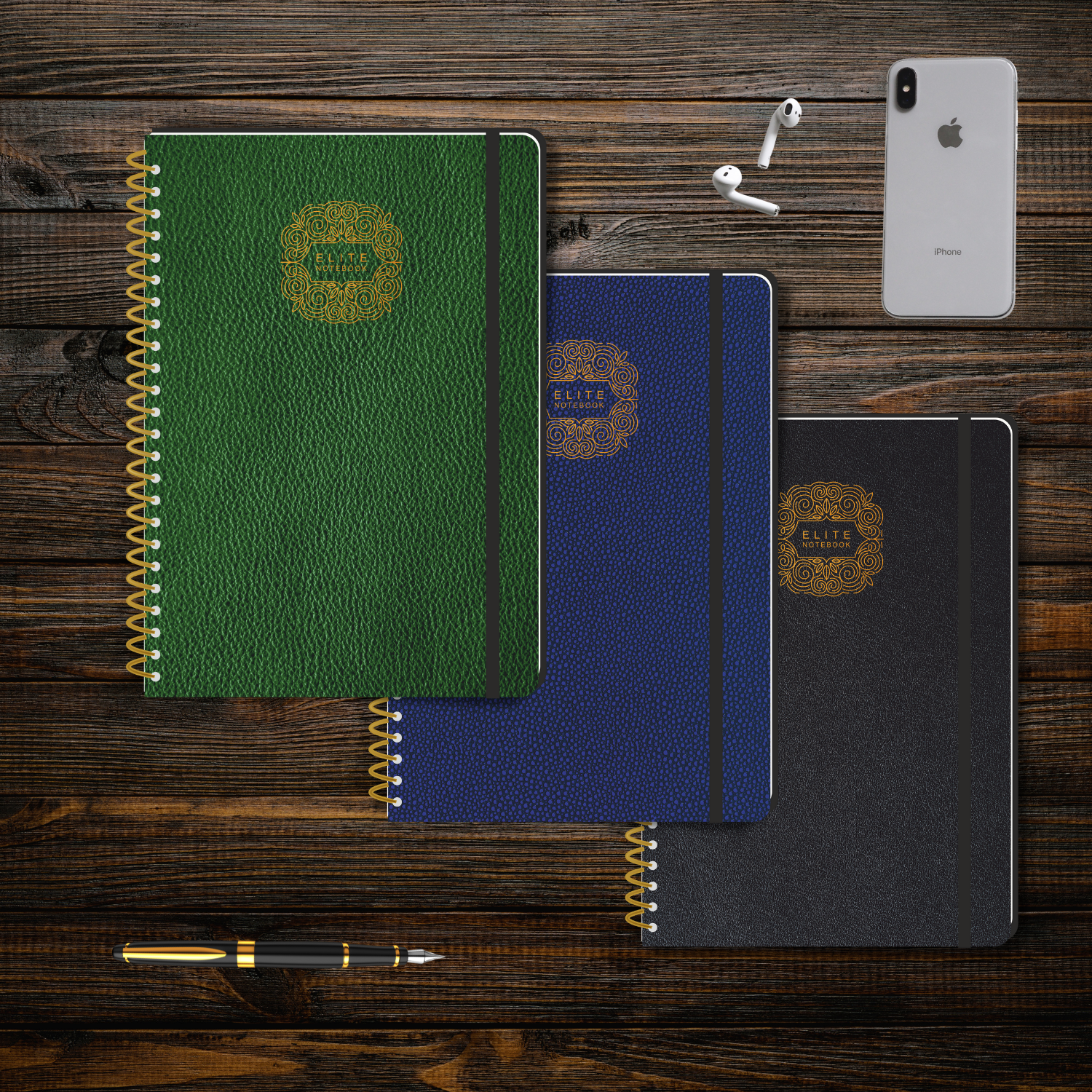 Pragya Executive Series | The Golden Spiral Executive Wirebound Notebook | B5 (17.6 CM x 25 CM) | 80 GSM | 160 Pages, Single Ruled | Leatherette Cover | Single Ruled | Pack of 3 with assorted colours