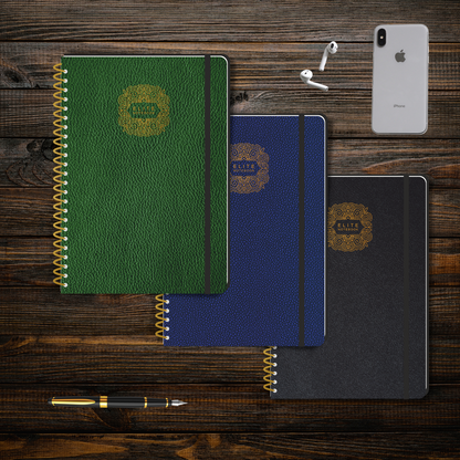 Pragya Executive Series | The Golden Spiral Executive Wirebound Notebook | B5 (17.6 CM x 25 CM) | 80 GSM | 160 Pages, Single Ruled | Leatherette Cover | Single Ruled | Pack of 3 with assorted colours
