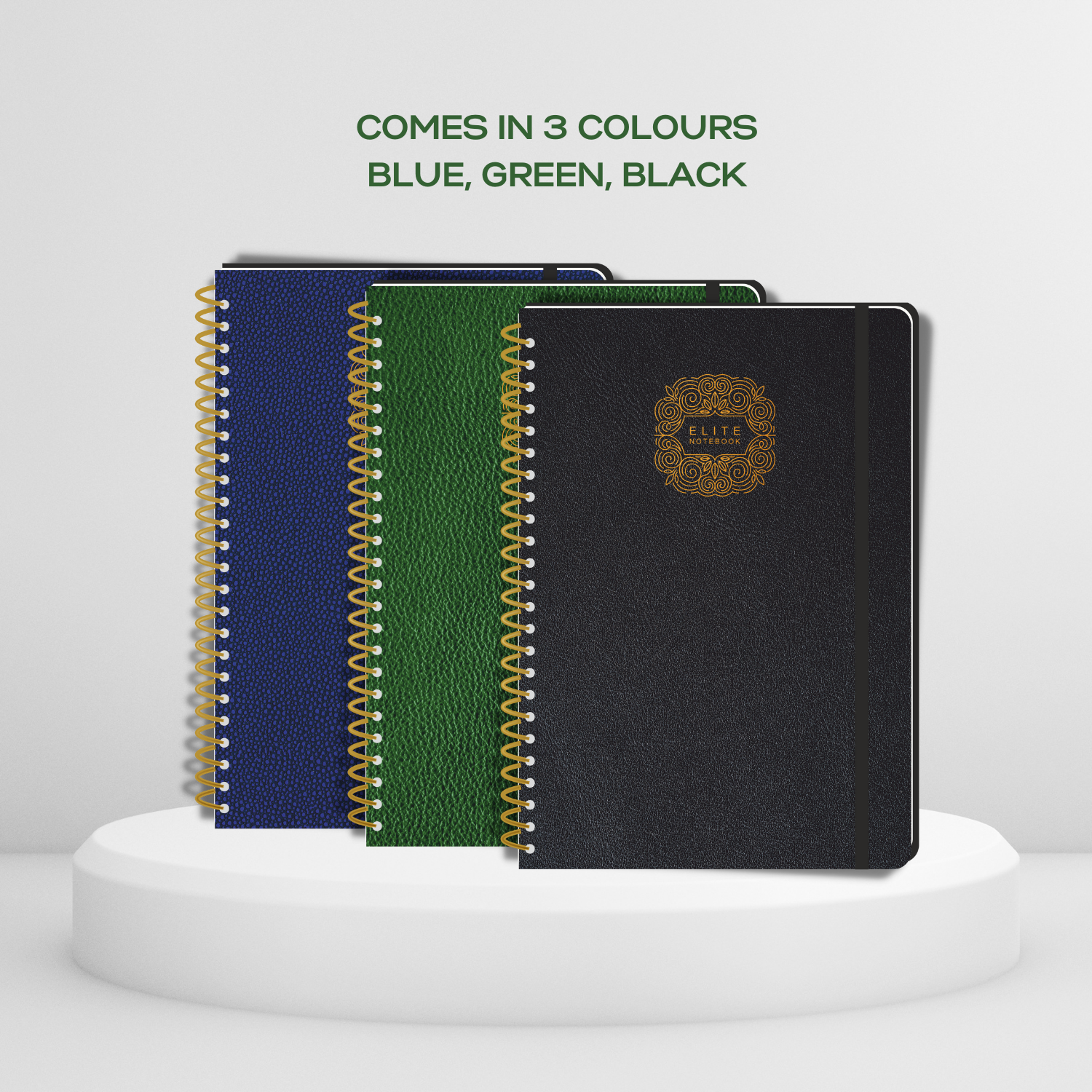 Pragya Executive Series | The Golden Spiral Executive Wirebound Notebook | B5 (17.6 CM x 25 CM) | 80 GSM | 160 Pages, Single Ruled | Leatherette Cover | Single Ruled | Pack of 3 with assorted colours