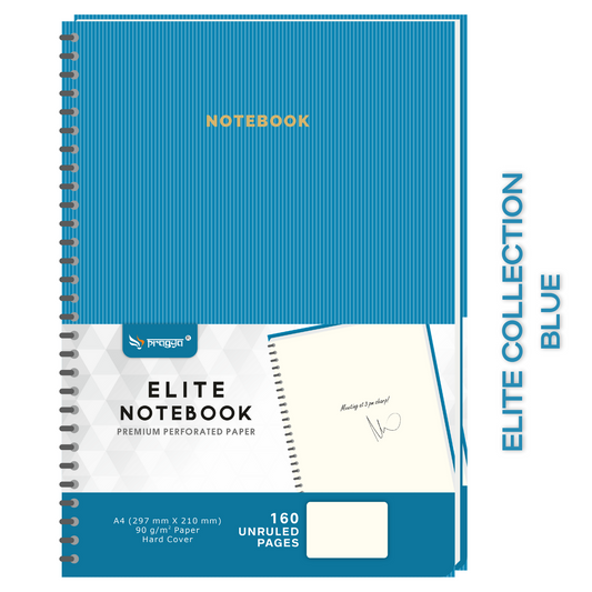 Pragya Blue Journal A4 Notebook (16Pragya Elite Collection | Journal Notebook | A4 (21x29.7 CM) 160 Unruled| 90 GSM | Hard Cover with Wire Binding | Executive Notebook of Personal and Office Notes 0 Pages, Plain) Wire Bound Hard Cover