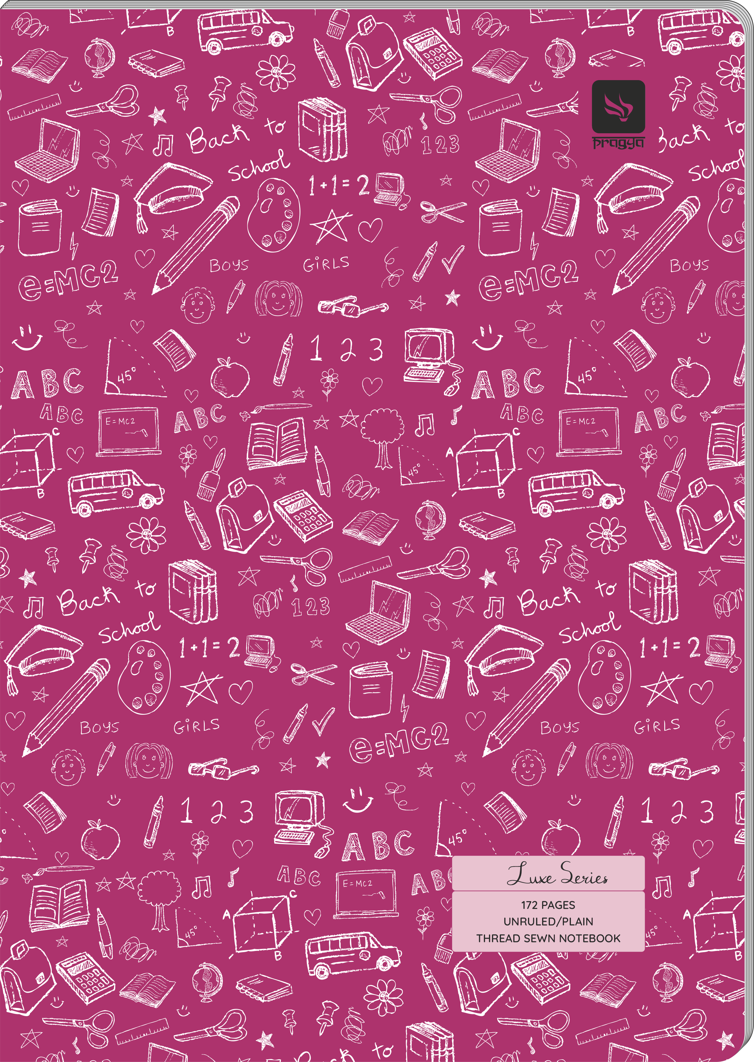 Pragya Elite Collection A4 Notebook – Luxe Series, 172 Pages Plain, Thread Sewn Binding, Colour Coded, Hard Cover – Premium Notebook for Office, School & Creative Use| Pack of 2