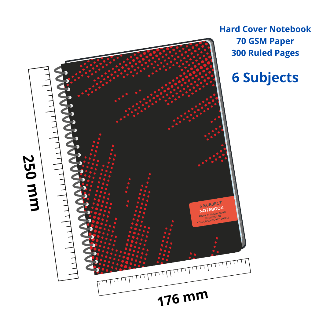 Pragya 6-Subject B5 Notebook (300 Pages, Ruled) Elite Collection Hard Cover  |  Pack of 2