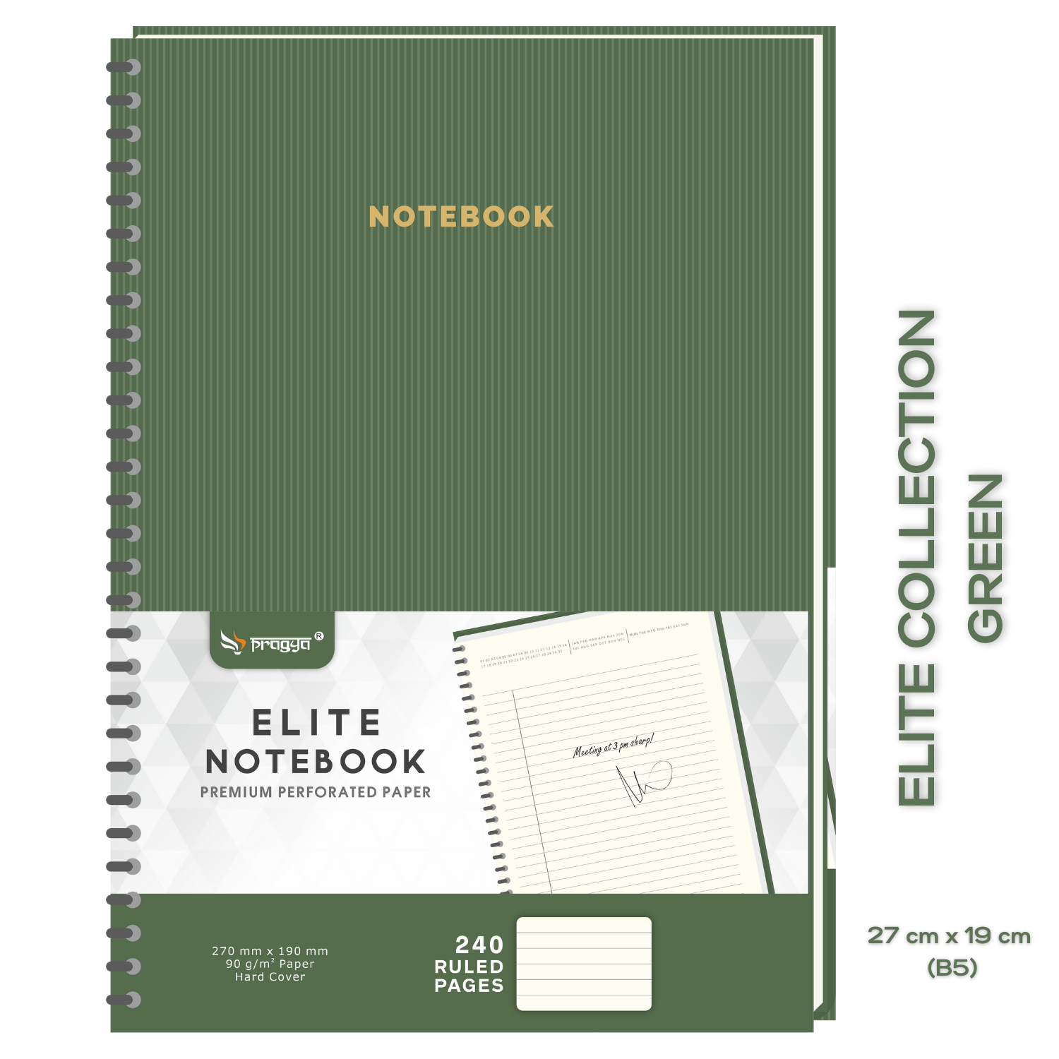 Pragya Elite Collection | Journal Notebook | (19x27 CM) 240 Single Ruled Pages | 90 GSM | Hard Cover with Wire Binding | Executive Notebook of Personal and Office Notes