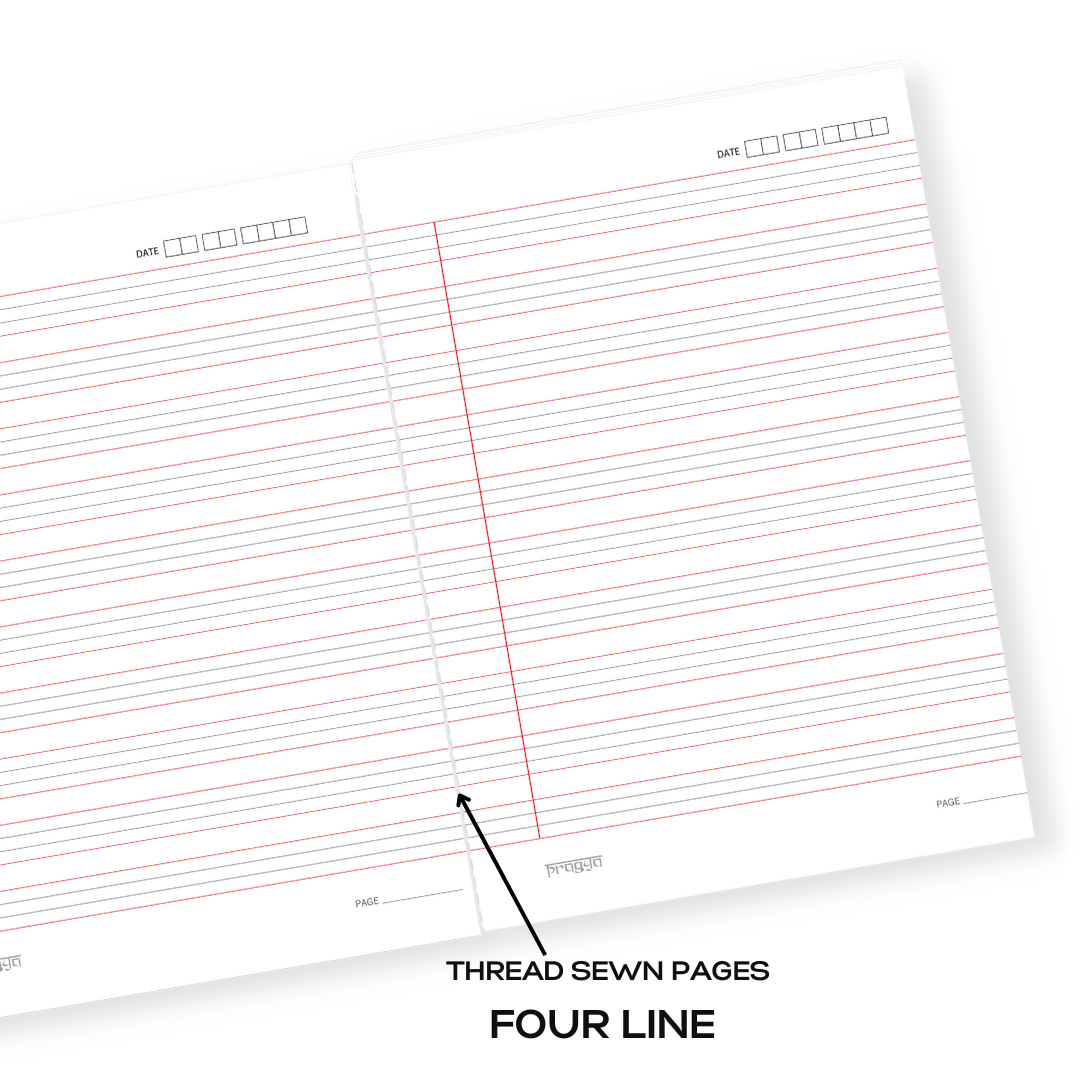 Pragya Notebook (24cm x 18cm, 120 Pages, Single/Four/Square line) Luxe Series Thread Sewn  |  Pack of 6