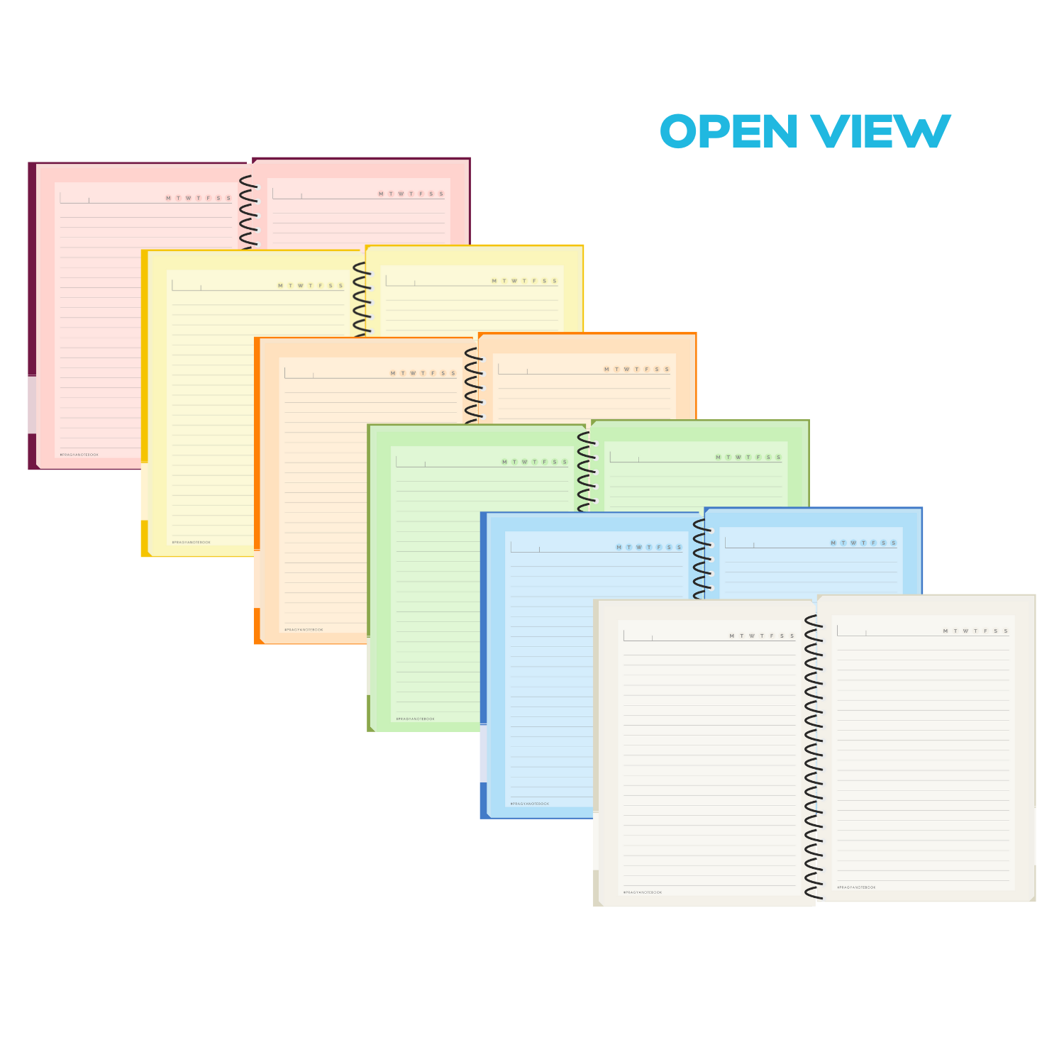 Pragya Neon A6 Notebooks (140 Pages, Ruled) Spiral Elite Collection - Pack of 4