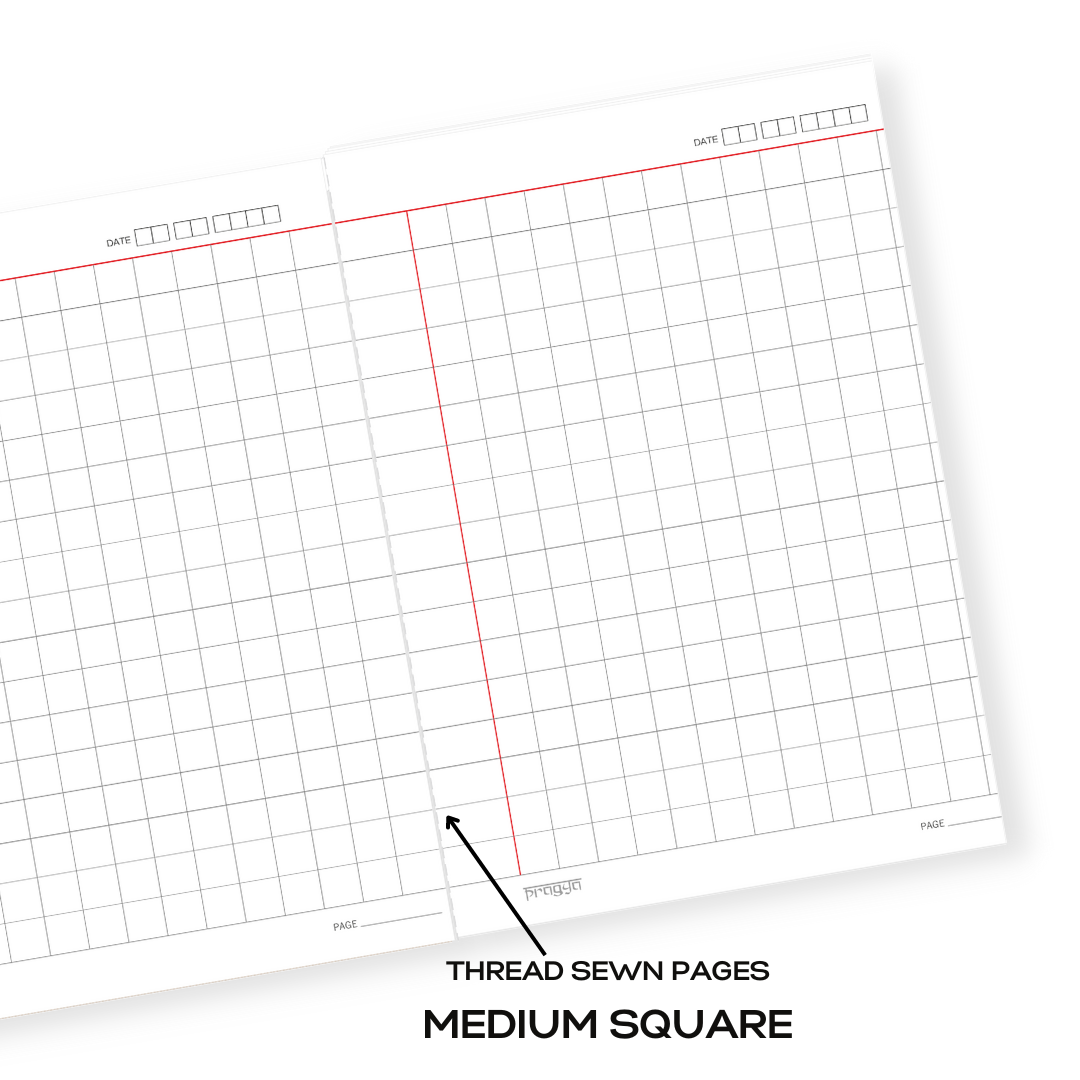 Pragya Notebook (24cm x 18cm, 120 Pages, Single/Four/Square line) Luxe Series Thread Sewn  |  Pack of 6
