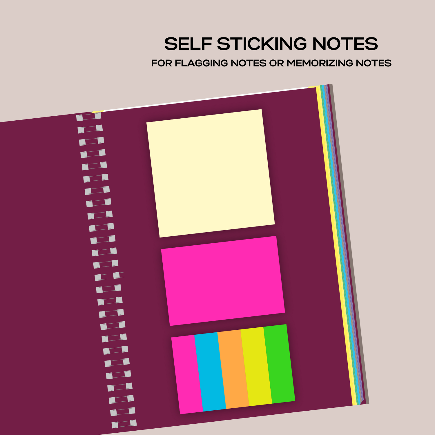 Pragya Elite Collection | A5 (14.5x 21 CM) Notebook with Sticky Notes | 200 Single Ruled Color Coded Pages | 70 GSM | Hard Cover with Wire Binding | Pack of 2